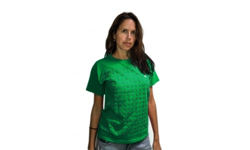 Zelené unisex tričko pokryté guličkami zo suchého zipsu